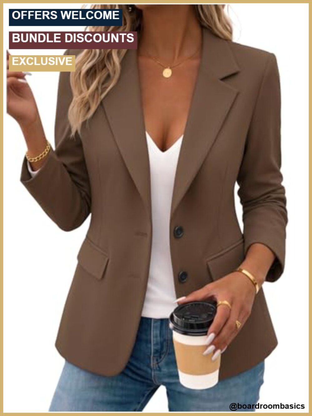 Women's Slim Fitted Business Casual Blazer Lightweight Wrinkle Resistant